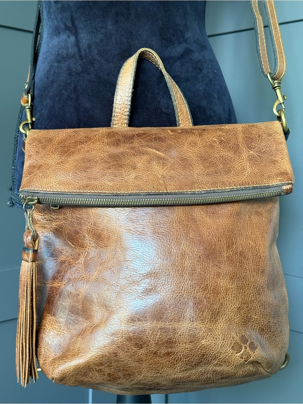 Patricia Nash Luzille distressed look Leather, Fold-Top Backpack purse. - Picture 15 of 16